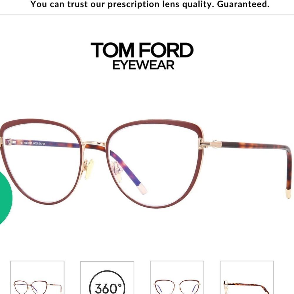 Tom Ford FT5741-B Brown on‎ Gold with Havana NWT in packaging